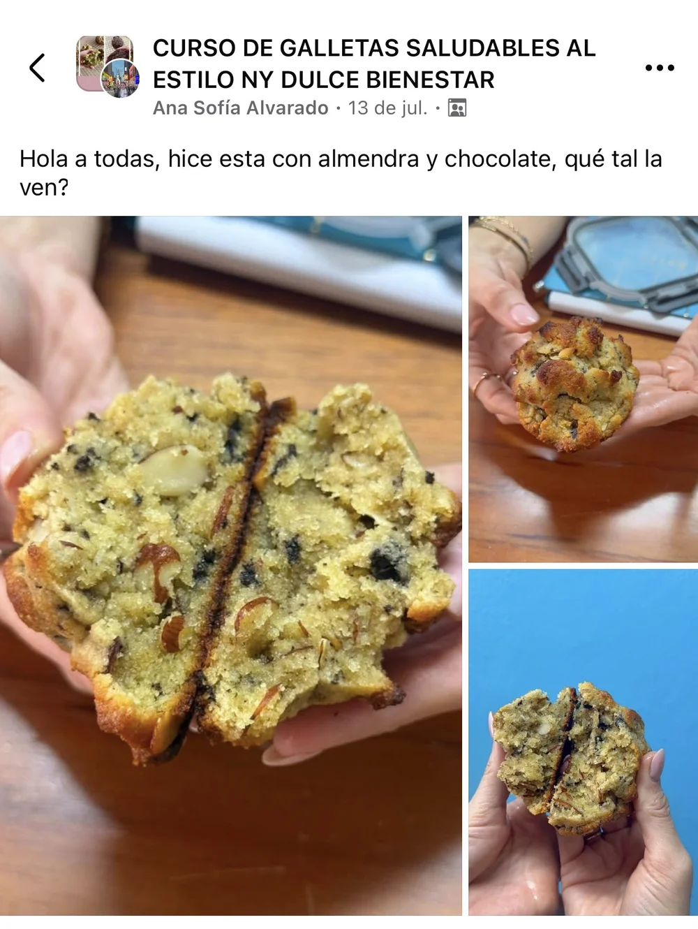 Mensaje real de una alumna del curso de galletas saludables y keto (2 de 5)
