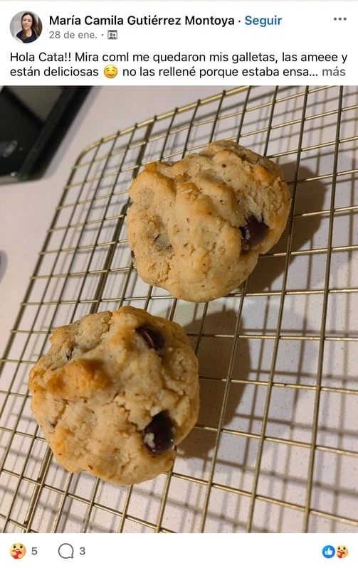 Mensaje y resultado real de una alumna del curso de galletas saludables y keto (4 de 11)